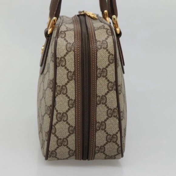 GUCCI GG Supreme Hand Bag PVC Beige Gold 000 58 6090 Auth SW1472 - Picture 5 of 16